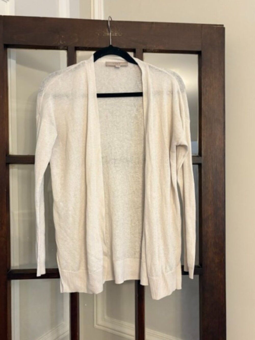 LOFT Linen-Blend Cardigan in Cream, Size Small